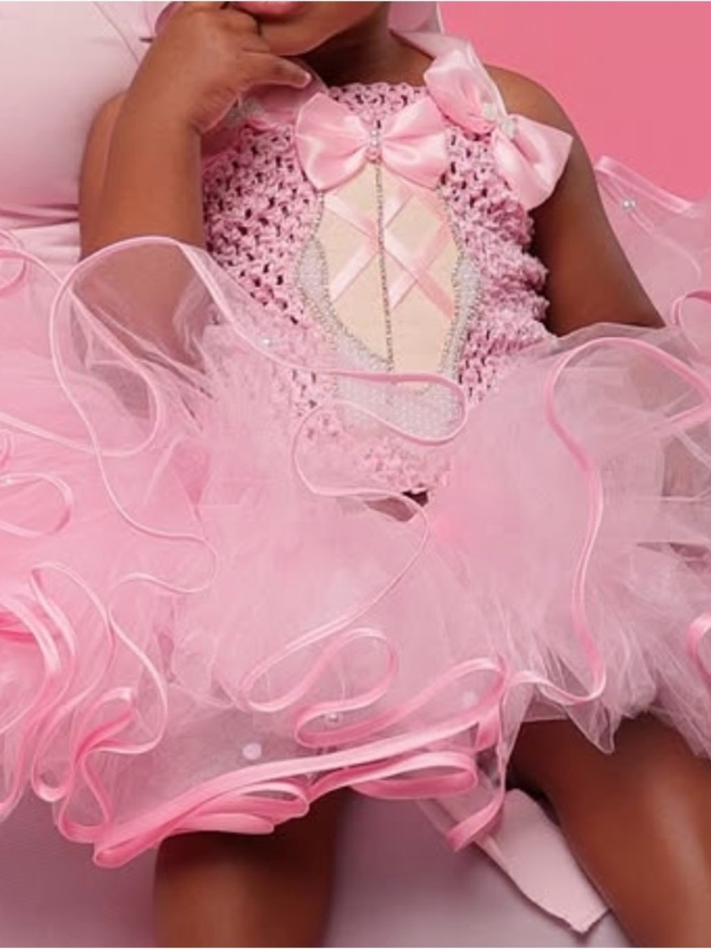 Pink Ruffled Tutu Dress-Up Set with Bow Detail